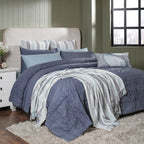 Rurban Elegance Ruching Rhapsody 11 pcs Quilt/Quilted Bed Cover Set Grey
