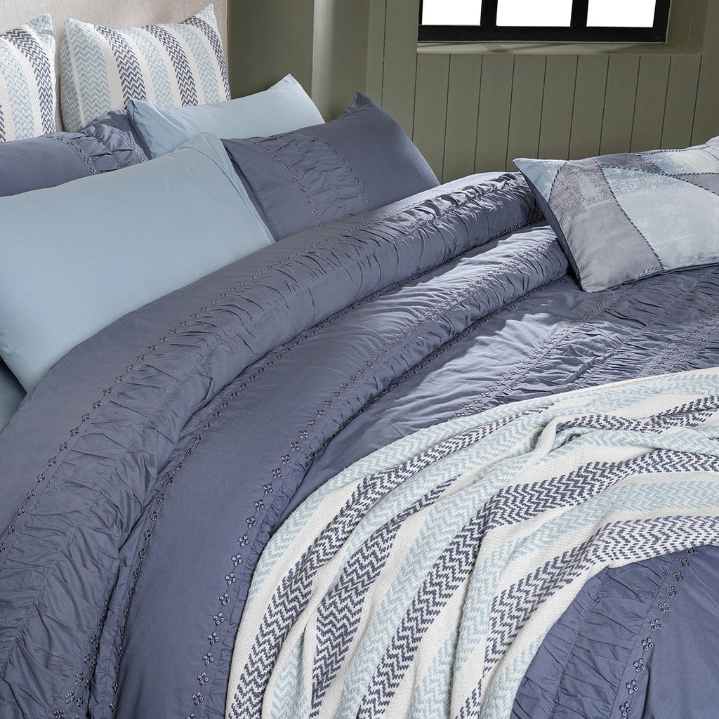Rurban Elegance Ruching Rhapsody 11 pcs Quilt/Quilted Bed Cover Set Grey