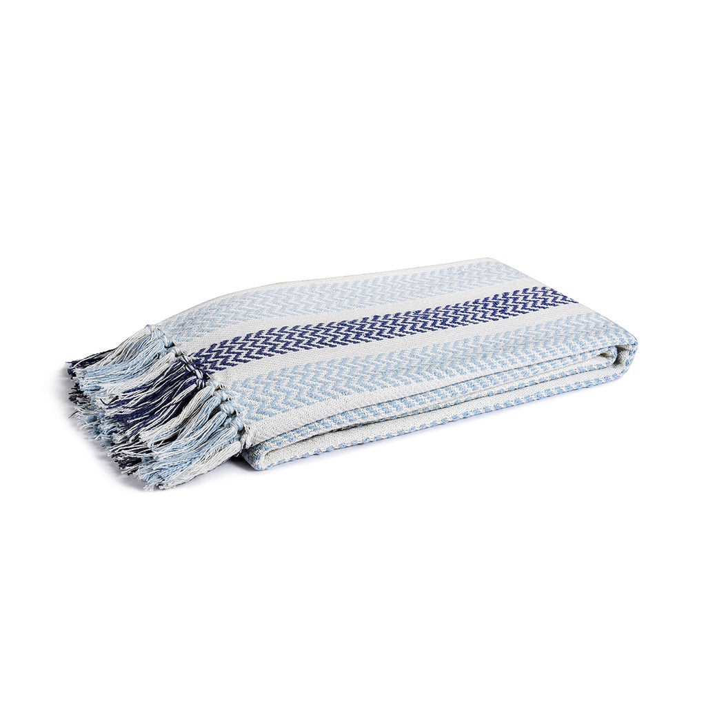 Rurban Elegance Crooked Stripe 100% Cotton 1PC Throw Blue