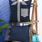 Sadyaska Shirte Denim Patchwork Car Chair Couche Office Sofa Indigo Blue Pillow Cushion Case 16" X 16"… 1 Pcs Cushion Cover