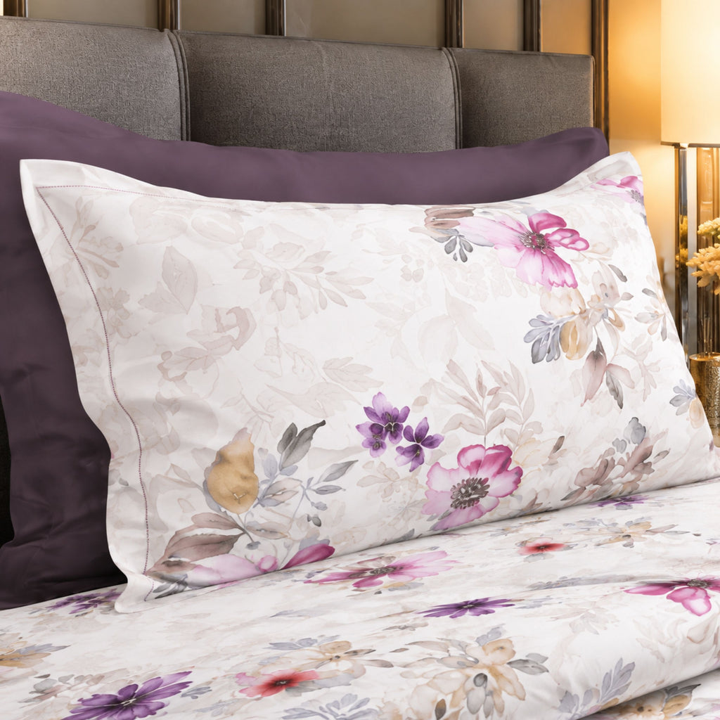 Sansaar by DDdecor Super King Bedsheet with 2 Pillow Covers - Hazel - Spring - Rosewater - Floral Contemporary Pattern - 1 Pc