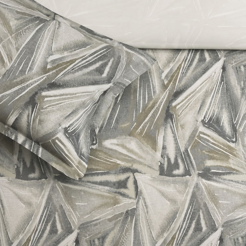 Sansaar by DDdecor Super King Bedsheet with 2 Pillow Covers - Hazel - Prism Fold - Slate - Geometric Fold Pattern - 1 Pc