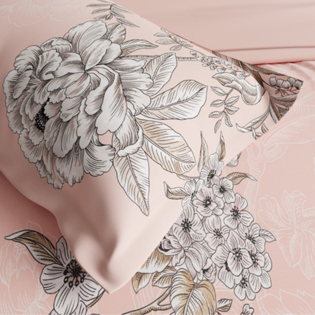 D'Decor Premier Blushing Apricot Digitally Printed 5-Piece Double Bedsheet Set | RM167 Blushing Apricot