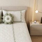 TIMA Angel 5PC Bedcover | Olive Green & Ivory Quilted Set