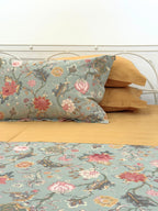 Sadyaska Coco Sage Green and Honey Mustard Cotton (Print and Solid) 5 Pcs Bedsheet