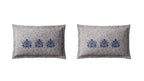Spaces Shubha Blue Pottery Lichen Blue Traditional Floral 300TC Cotton Super King Bed Sheet Set | 1085774 Lichen Blue