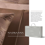 D'Decor Nazraana Ivy Tapioca Luxury 5-Piece Double Bedding Gift Set | Rich Velvet with Embroidered Abstract Art | NZ09 Tapioca