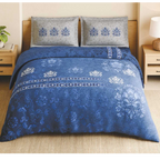 Spaces Shubha Blue Pottery Lichen Blue Traditional Floral 300TC Cotton Super King Bed Sheet Set | 1085774 Lichen Blue
