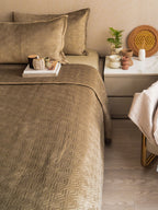Sadyaska Zayne Rose Gold Velvet Set 1 Pcs Bedspread
