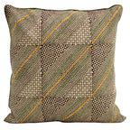 Sadyaska Block Printed and Embroidered Cotton Gold Color (16" X 16")… 1 Pcs Cushion Cover