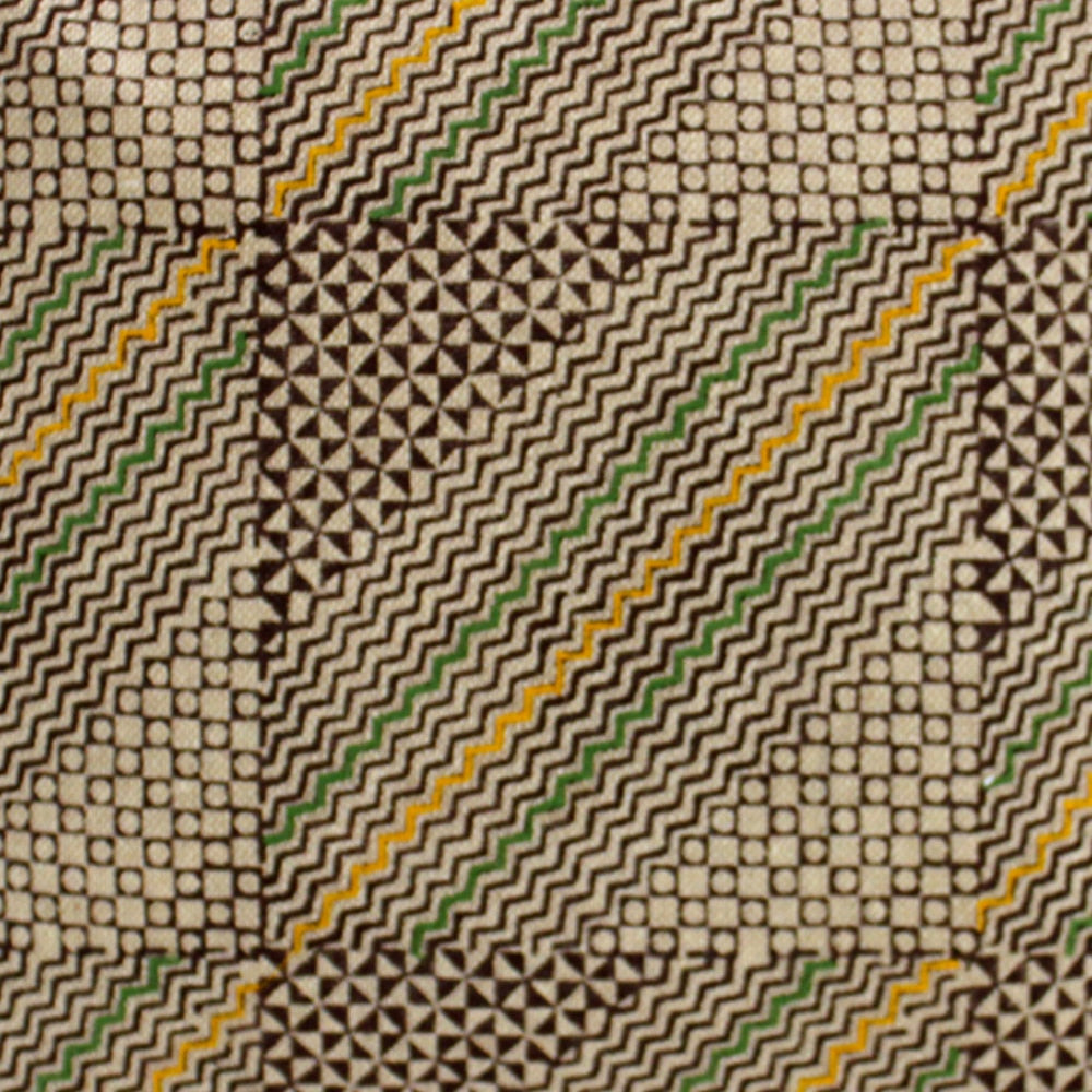 Sadyaska Block Printed and Embroidered Cotton Gold Color (16" X 16")… 1 Pcs Cushion Cover