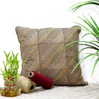 Sadyaska Block Printed and Embroidered Cotton Gold Color (16" X 16")… 1 Pcs Cushion Cover