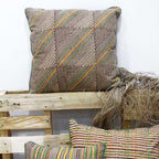 Sadyaska Block Printed and Embroidered Cotton Gold Color (16" X 16")… 1 Pcs Cushion Cover