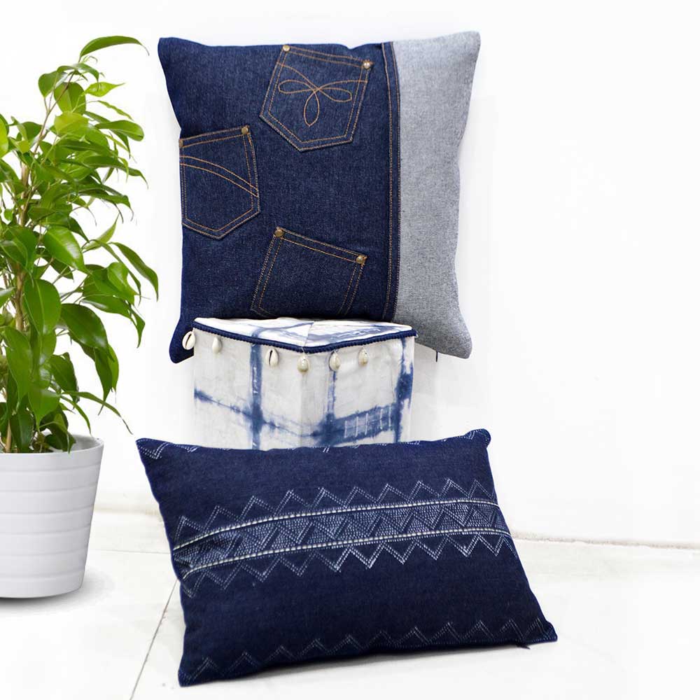 Sadyaska Denim Decorative Cushion Case for Car, Sofa, Living Room, Bedroom Denim 12" X 18"… 1 Pcs Cushion Cover