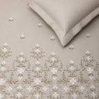 Sansaar by DDdecor Large Bedsheet Set with 2 Pillow Covers - Blossette - Silver Lining - Embroidered - 1 Pc