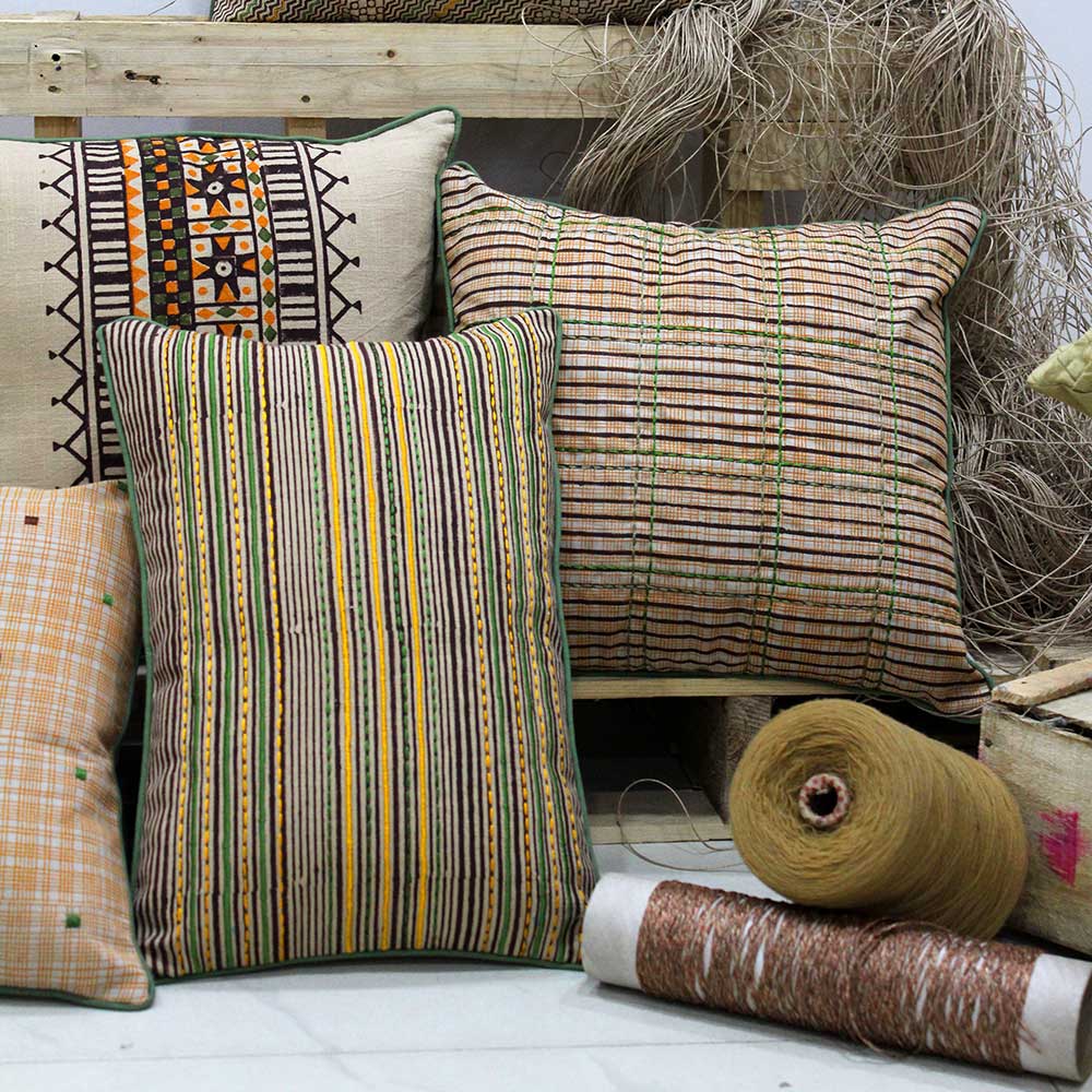 Sadyaska Hand Embroidered Print Cotton Cushions & Multi Color (12" X 18")… 1 Pcs Cushion Cover