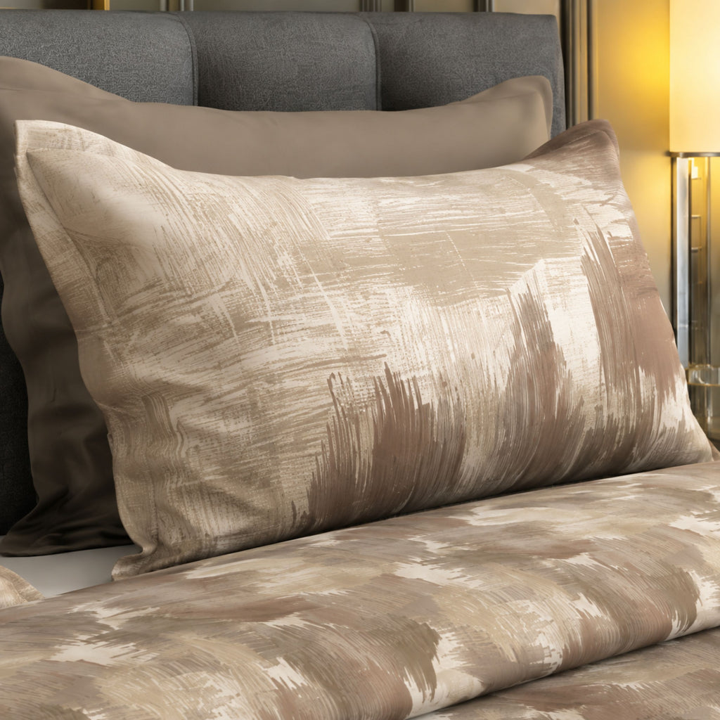 Sansaar by DDdecor Super King Bedsheet with 2 Pillow Covers - Hazel - Brushstroke - Coffee - Abstract Brushstroke Pattern - 1 Pc