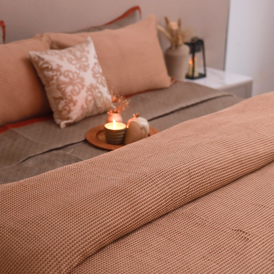 Sadyaska Honeycomb Mocha Woven 1 Pcs Duvet Cover Set