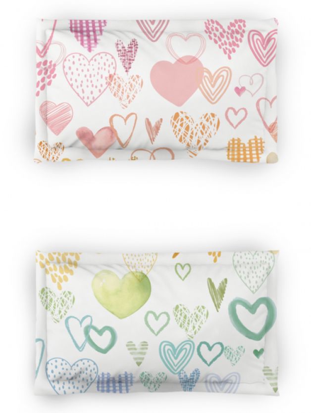 D'Decor Kids Zone Hearts Rainbow Digital Print Cotton Bedsheet Set.