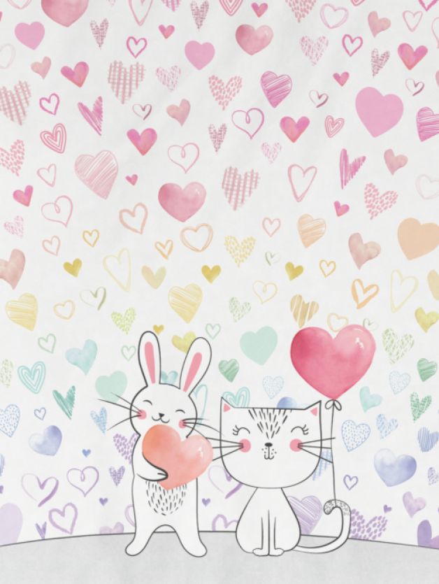 D'Decor Kids Zone Hearts Rainbow Digital Print Cotton Bedsheet Set.