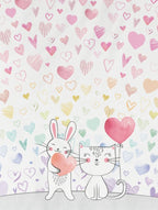 D'Decor Kids Zone Hearts Rainbow Digital Print Cotton Bedsheet Set.