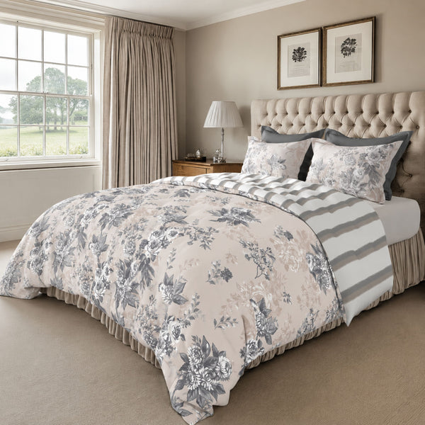 Sansaar by D'Decor Bedsheet with 2 Pillow Covers - English County - Hampshire - Blush Pink - Cottage Floral Print Pattern - 1 Pc