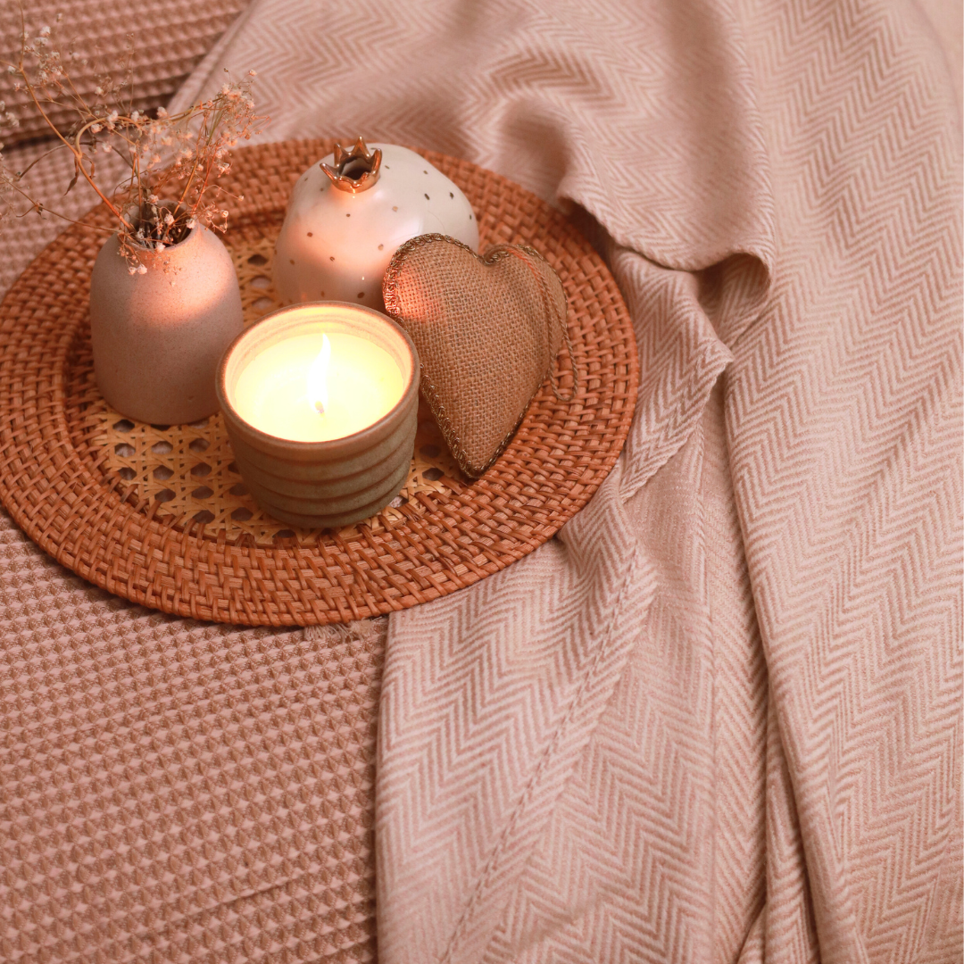 Sadyaska Herringbone Clay Woven Throw with s 1 Pcs Cushion Cover
