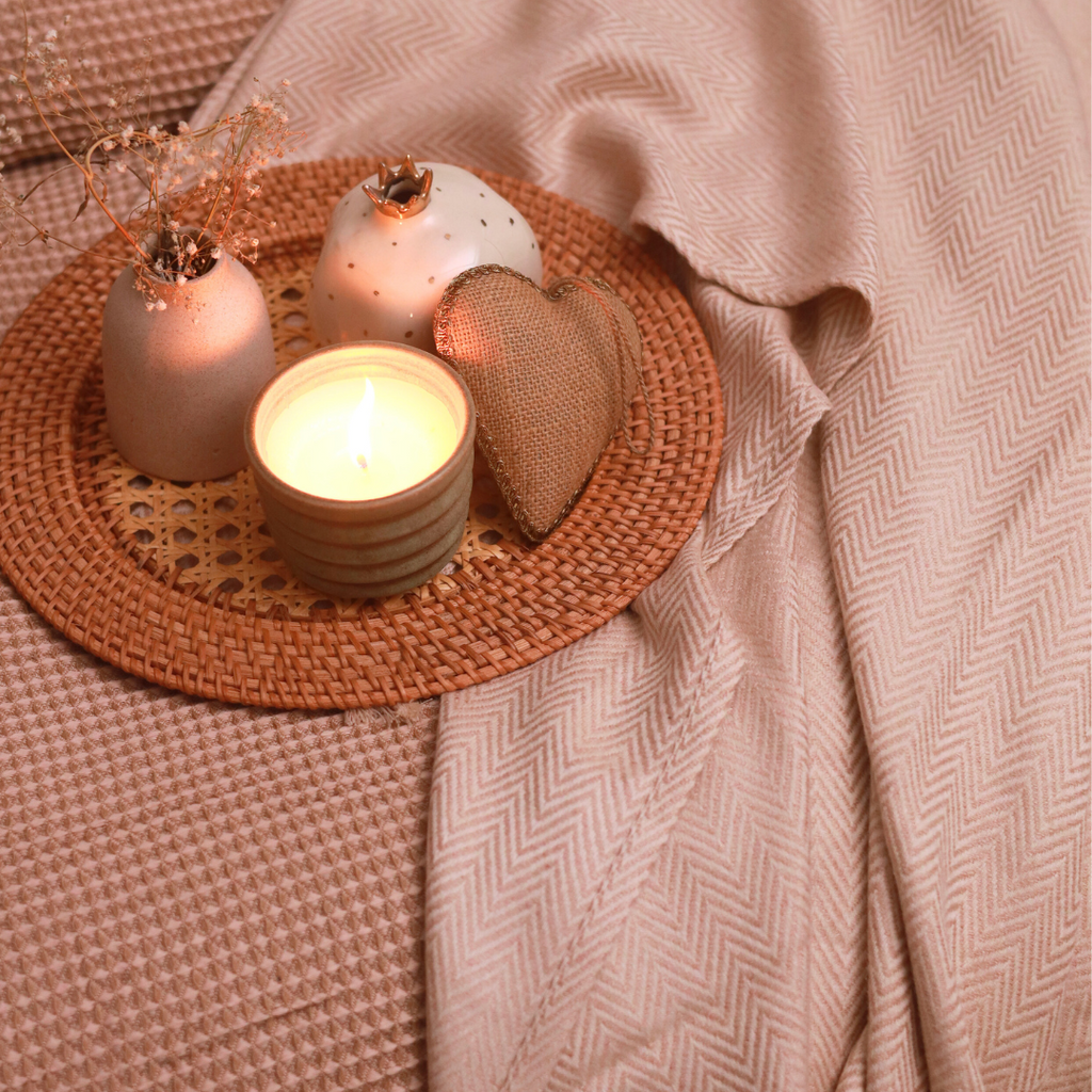 Sadyaska Herringbone Clay Woven Throw with s 1 Pcs Euro Sham