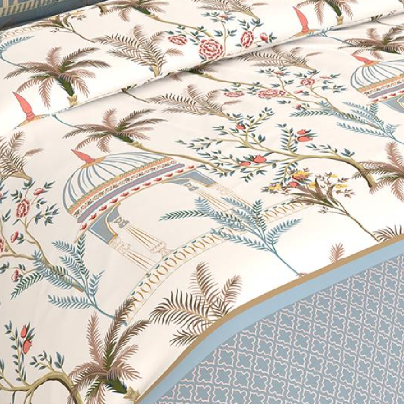 Bombay Dyeing Rani Ka Buag 7821 Heritage Floral 400TC Cotton Satin King Bedsheet Set | 7821 Sisodia Rani Bagh