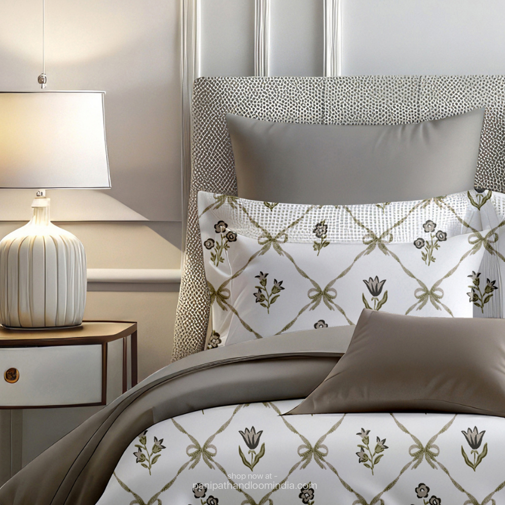 Linsdon Home House of Whites Enchanted Blooms | Ruby Rose Digitally Printed 100% Cotton King Bedsheet Set