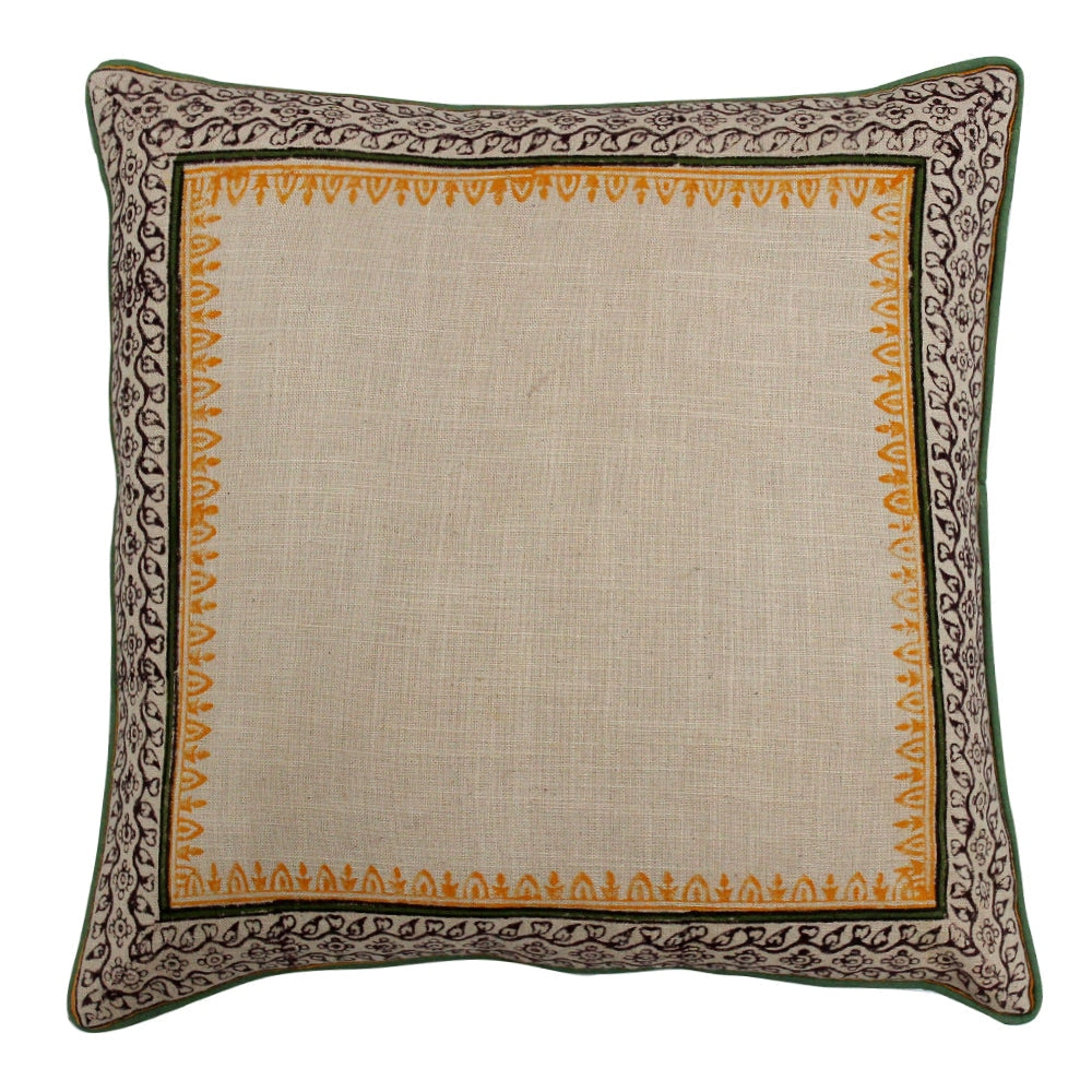 Sadyaska Organic Designs in Printed Cotton Beige Color (16" X 16")… 1 Pcs Cushion Cover