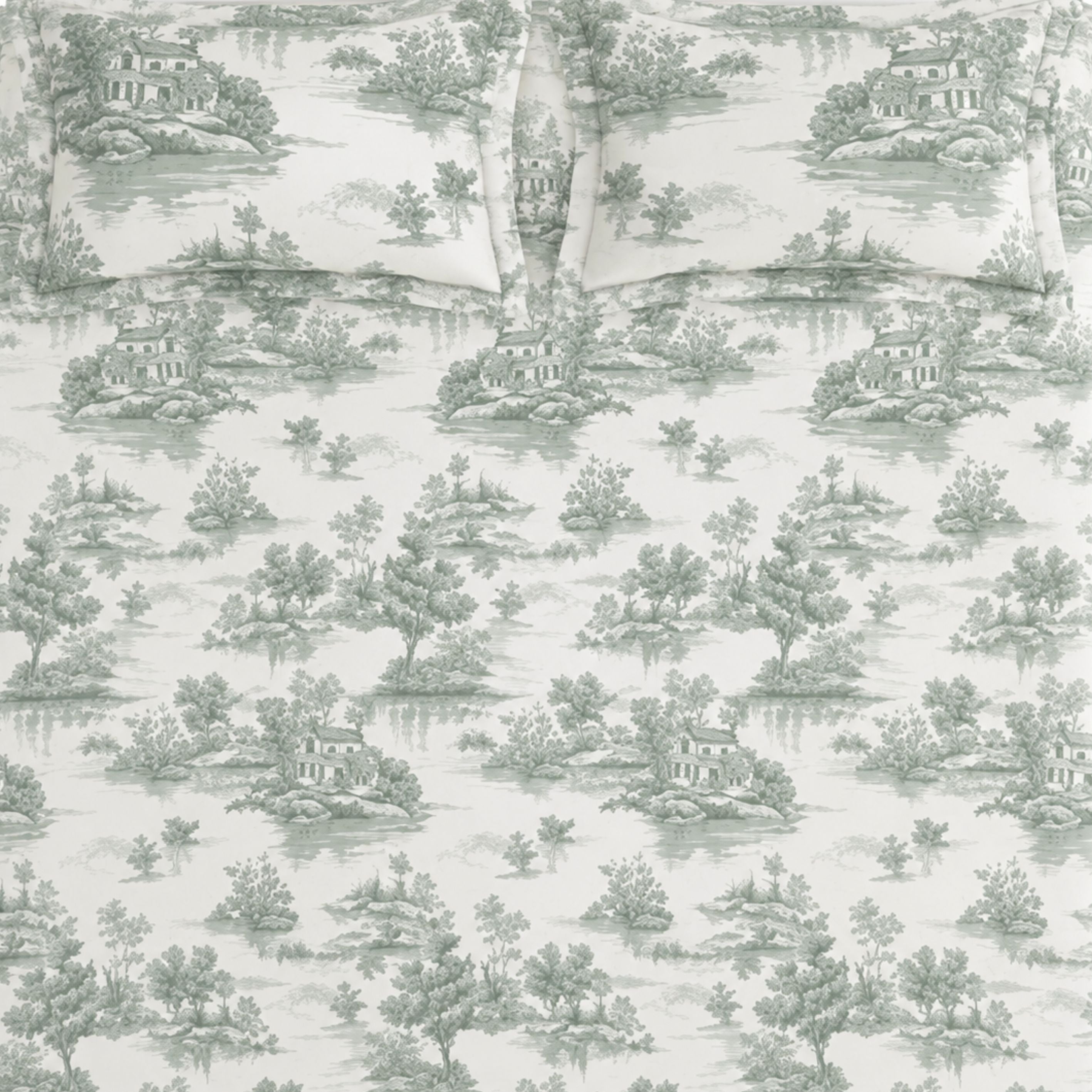 Sansaar by DDdecor Bedsheet with 2 Pillow Covers - English County - Countryside - Mint - Countryside Botanical Print Pattern - 1 Pc