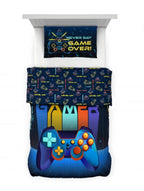 D'Decor Little Bratz Level Up | Gamer Blue Gaming Controller Graphic Print 100% Cotton Kids Bedsheet Set