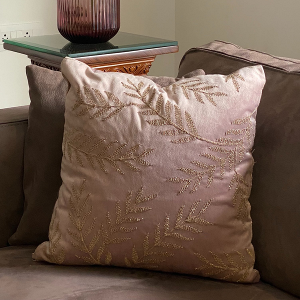 Sadyaska Decorative Frond Onion Pink Velvet 16x16 1 Pcs Cushion Cover