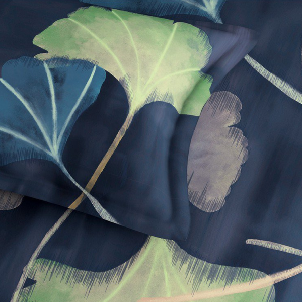 D'Decor Platinum AW25 Navy Peony Digitally Printed 5-Piece Double Bedsheet Set | RP234 Navy Peony