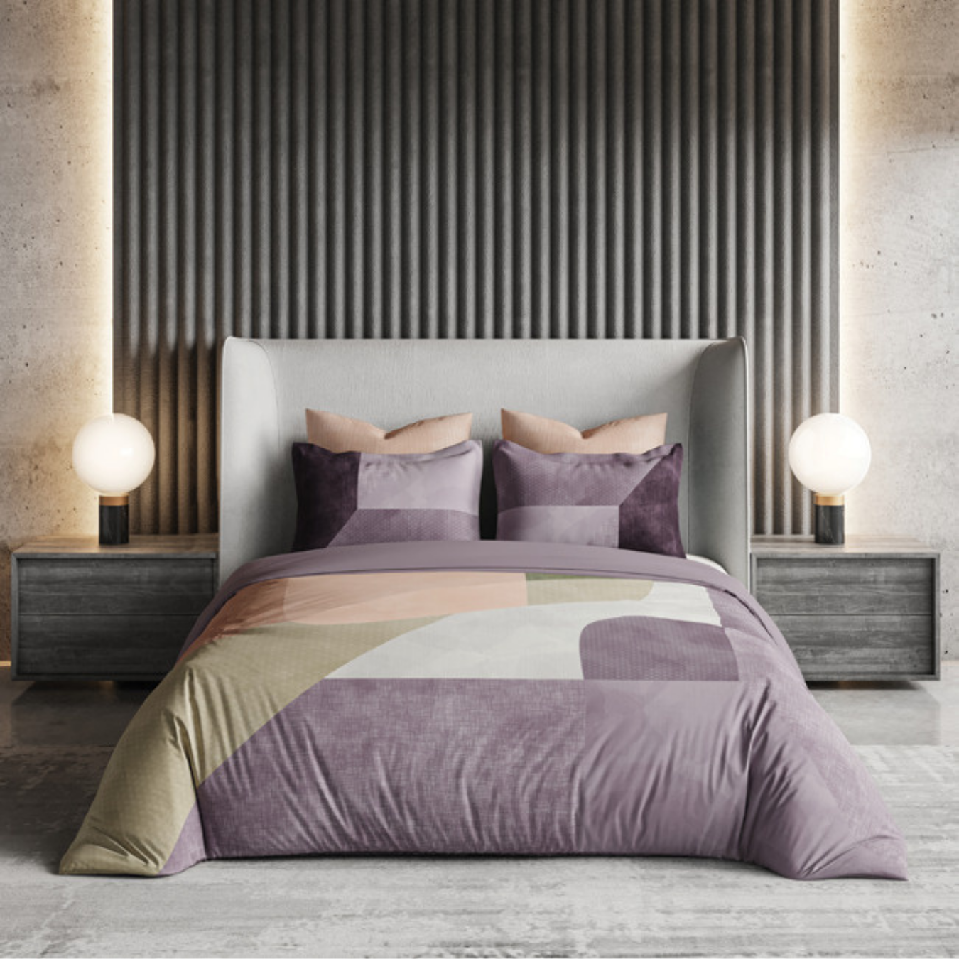 D'Decor Premier Royal Orchid Printed 5-Piece Double Bedsheet Set | RM167 Silvered Ash