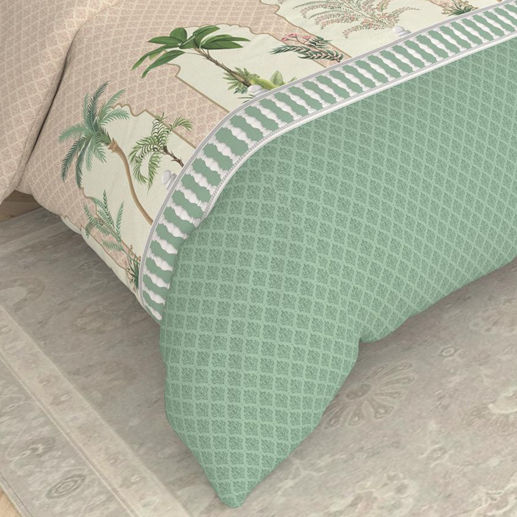 Bombay Dyeing Rani Ka Buag 7822 Heritage Floral 400TC Cotton Satin King Bedsheet Set | 7822 Sisodia Rani Bagh