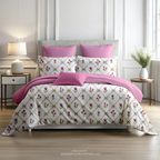 Linsdon Home House of Whites Vintage Charm | Antique Rose Digitally Printed 100% Cotton King Bedsheet Set