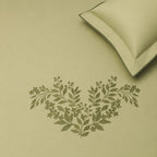 Sansaar by DDdecor Large Bedsheet Set with 2 Pillow Covers - Willowmere - Celadon - Embroidered - 1 Pc