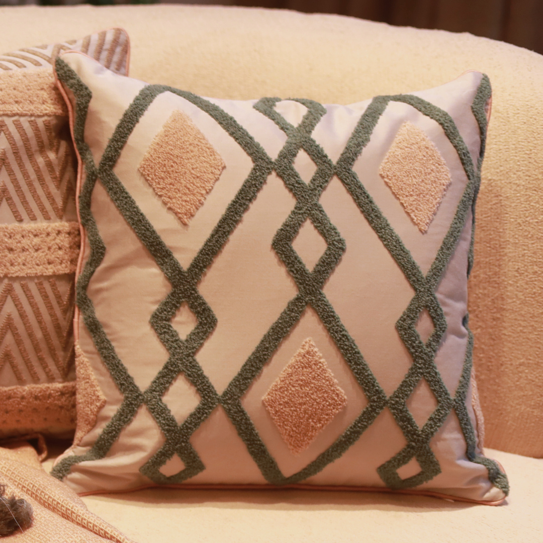 Sadyaska Wanderlust Cotton Embroidered Grey 16" X 16" 1 Pcs Cushion Cover