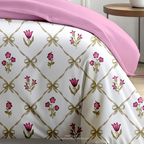 Linsdon Home House of Whites Vintage Charm | Antique Rose Digitally Printed 100% Cotton King Bedsheet Set