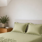 Sansaar by DDdecor Large Bedsheet Set with 2 Pillow Covers - Willowmere - Celadon - Embroidered - 1 Pc