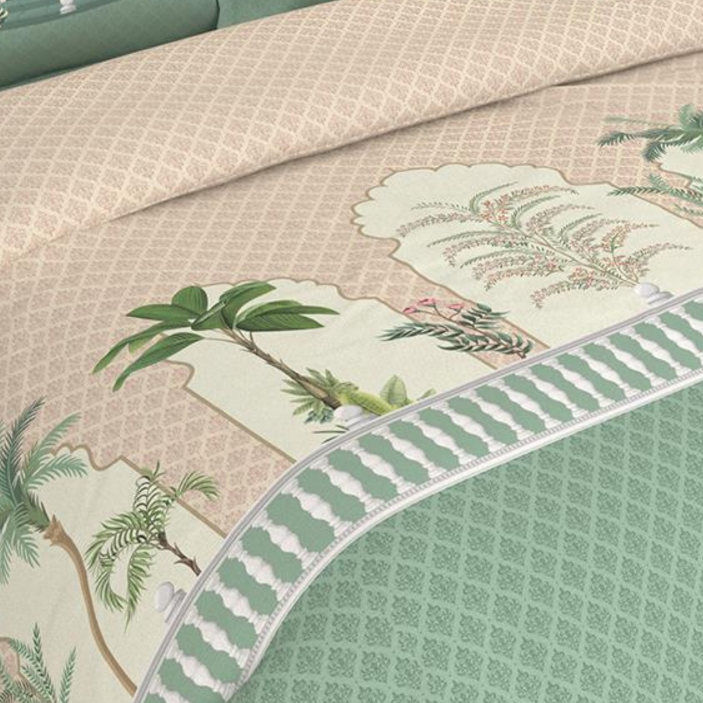 Bombay Dyeing Rani Ka Buag 7822 Heritage Floral 400TC Cotton Satin King Bedsheet Set | 7822 Sisodia Rani Bagh