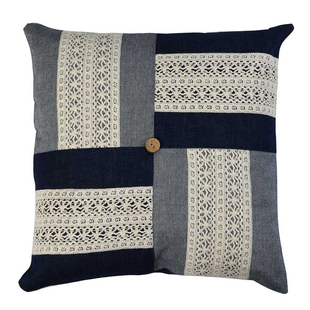 Sadyaska Rica Handmade Denim Patchwork Sofa, Car, Chair, Living Room, Bedroom, Office, Patio, Traditional Decorative Pillow Cushion Case 16" X 16"… 1 Pcs Cushion Cover