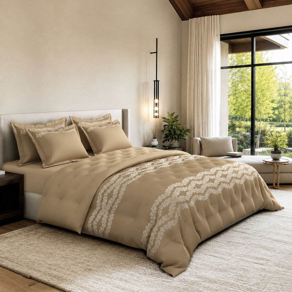 Sansaar by D’Decor Striata Embroidered Bed In A Bag 1 Pc