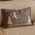 Sadyaska Starlit Christmas Cotton Embroidered Taupe 12" X 18" 1 Pcs Cushion Cover
