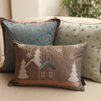 Sadyaska Starlit Christmas Cotton Embroidered Taupe 12" X 18" 1 Pcs Cushion Cover
