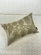 Sadyaska Foliage Haven Cotton Embroidered Beige 12" X 18" 1 Pcs Cushion Cover