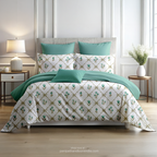 Linsdon Home House of Whites Floral Tapestry | Slate Blue Digitally Printed 100% Cotton King Bedsheet Set