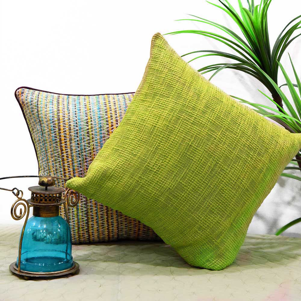 Sadyaska Hand Woven s Green Color (16" X 16")… 1 Pcs Cushion Cover
